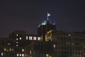 American flag on top of building