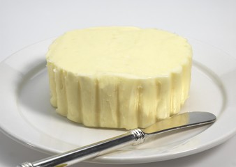 Salted Butter against White Background