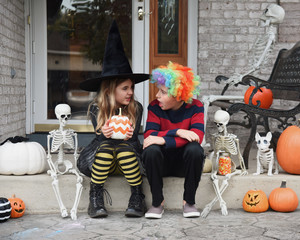 Halloween Children Outside House