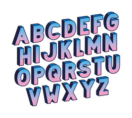 blue gradient alphabet lettering design, typography retro and comic theme Vector illustration