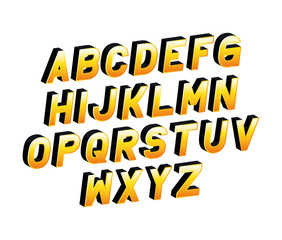 yellow gradient alphabet lettering design, typography retro and comic theme Vector illustration