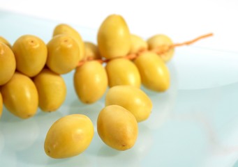 Fresh Dates, phoenix dactylifera against White Background