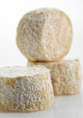 French Crottin Goat Cheese against White Background