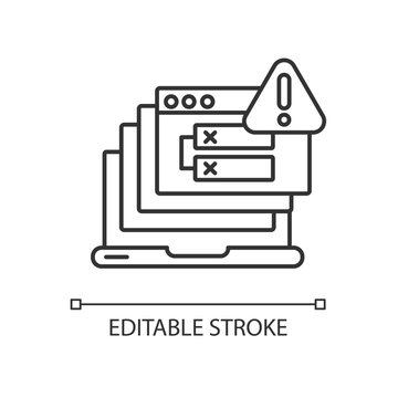 Internal server error linear icon. HTTP status code, 500 error thin line customizable illustration. Contour symbol. Internet connection problem. Vector isolated outline drawing. Editable stroke