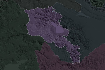 Armenia borders. Neighbourhood desaturated. Administrative