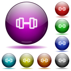 Barbell icon in glass sphere buttons