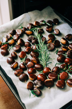 Chestnuts in a oven
