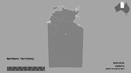 Northern Territory, territory of Australia, zoomed. Bilevel