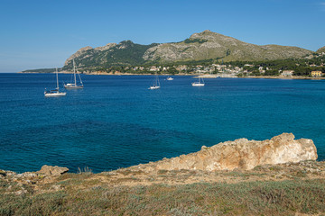 Fototapeta premium Manresa y Atalaya de la Victoria, Alcudia, Mallorca, Balearic Islands, Spain