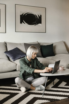 Stylish freelancer working at home