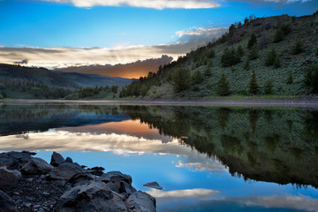 Sunset at Willow Creek Reservoir, near Granby Colorado  