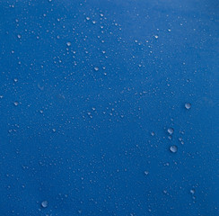 Water drops on a blue background. Clean water