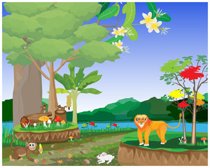 a lot of animal in the fertile forest vector design
