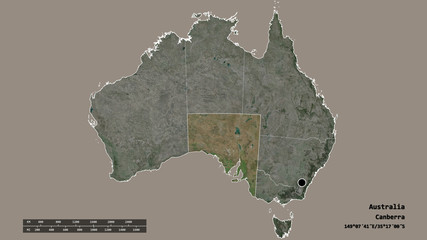 Location of South Australia, state of Australia,. Satellite