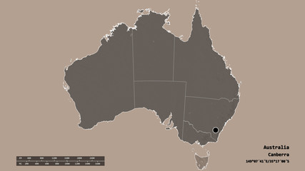 Location of Tasmania, state of Australia,. Administrative