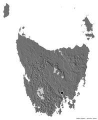 Tasmania, state of Australia, on white. Bilevel