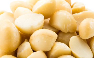 Close-up of delicious Macadamias on a white dish