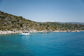 Boat or yacht on the background of the beautiful sea