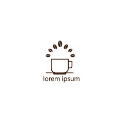Cup, coffee logo illustration, simple line icon vector design