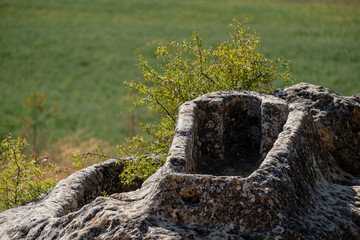 sepulturas antropomorfas , necrópolis medieval, siglos XI-XII, Calatañazor, Soria, Comunidad Autónoma de Castilla, Spain, Europe