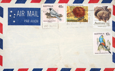 stamp briefmarke post letter mail gestempelt used vintage retro alt old luftpost airmail air mail australia tiere vögel schildkröte wombat tortoise parrot tiere vögel birds animal