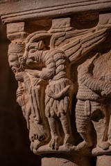 demonio aconsejando a Herodes, Monasterio de San Juan de Duero, arquitectura románica castellana, siglo XII ,  Soria, Comunidad Autónoma de Castilla, Spain, Europe