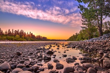 Warm Sunrise Sky Over The Bow River