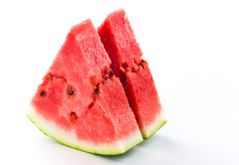 Slice of watermelon isolated on bright background