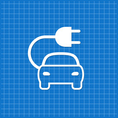 Blue banner with electric car icon