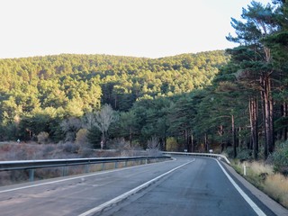 Mountains, roads and snows of Navacerrada