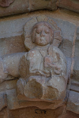 antigua portada del Hospital de San Juan de Acre en el cementerio municipal, estilo románico, Navarrete, La Rioja, Spain