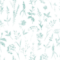 Beautiful meadow pattern single colour seamless