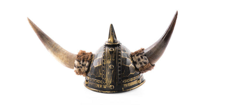 viking helmet with horns isolated on white background