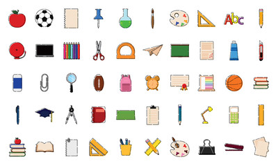 Set of school tools icons