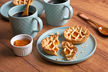 small apricot jam tarts for breakfast - closeup