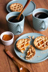 small apricot jam tarts for breakfast - closeup