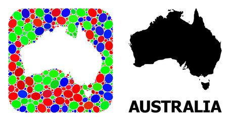 Obraz premium Mosaic Stencil and Solid Map of Australia
