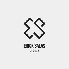 Simple Modern ES SE Monogram Logo