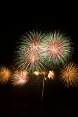 Colorful fireworks in black background