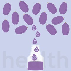 vector illustration of vitamin plum juice on colored background