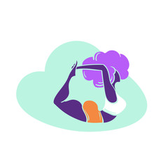 Plus size yoga woman, Lady with curly hair home workout body positive. Vector illustration isolated on white. Bow pose Dhanurasana. Fitness, yoga, healthy lifestyle concept