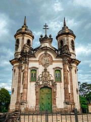 Fototapeta na wymiar st francisco church baroque rococo archictecture at colonial city of Ouro Preto, state of Minas Gerais, Brazil