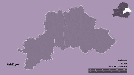 Mahilyow, region of Belarus, zoomed. Administrative