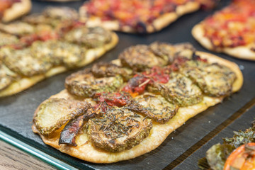 Coca de Carabassi, Mercat de l Olivar, Palma, Mallorca, Balearic Islands, Spain