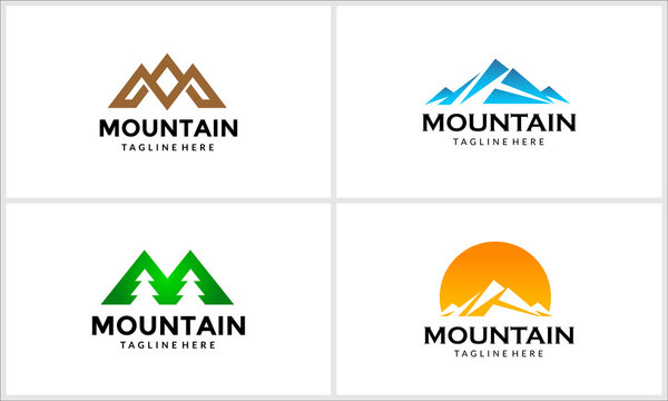 Set of Mountain Logo - Letter M Monogram Logo Vector