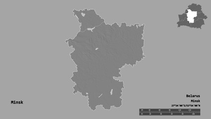 Minsk, region of Belarus, zoomed. Bilevel