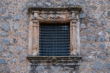 Fototapeta na wymiar ventana renacentista, del siglo XVI, Son Marroig, municipal district of Deyá, Mallorca, Balearic Islands, Spain