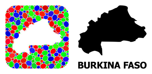 Obraz premium Mosaic Hole and Solid Map of Burkina Faso