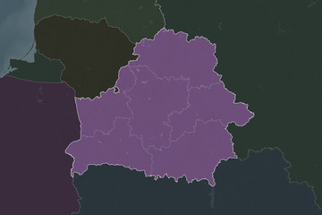 Belarus borders. Neighbourhood desaturated. Administrative