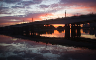 Bridge over the Moskva River at dawn.